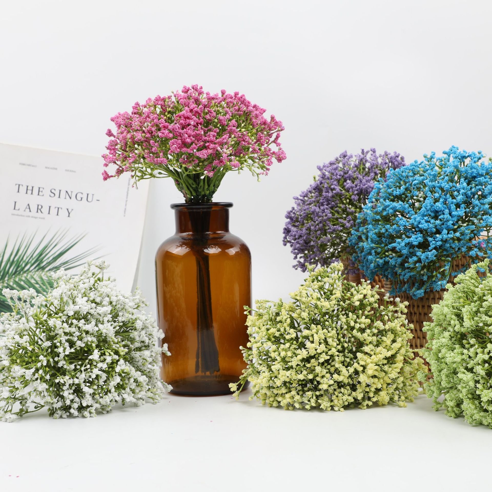 Plastic Babysbreath Artificial Gypsophila Flowers Bouquet Mini Faux Baby Breath For Wedding Table Garland Wall Decor