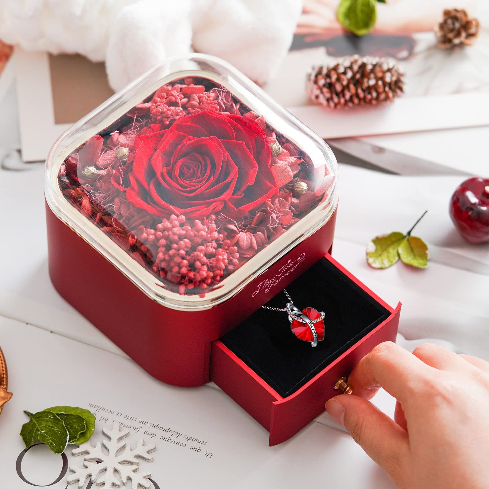 Hot Sell 2023 Everlasting Flower Gifts Immortal Eternal Forever Stabilized Rose Preserved Flower in Jewelry Box