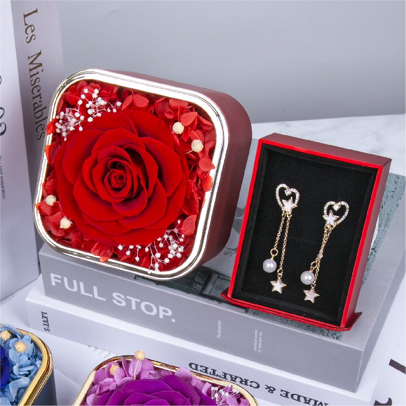 Hot Sell 2023 Everlasting Flower Gifts Immortal Eternal Forever Stabilized Rose Preserved Flower in Jewelry Box