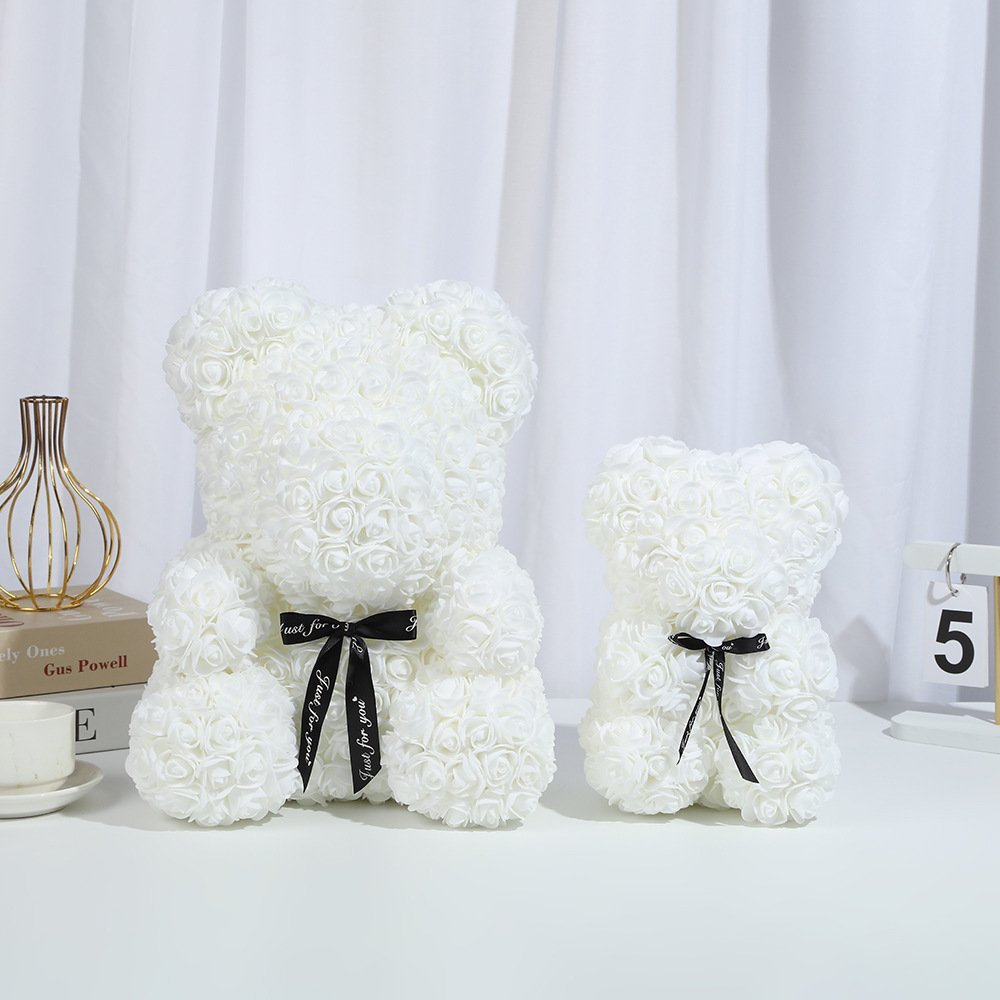 25cm 40cm Artificial Preserved forever Flower Birthday Gift Mother's Day Valentine's Day Gift PE Rose flower Bear