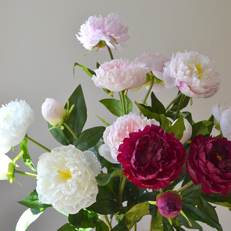 3-Headed High Quality Long-Stem Artificial Peony Bouquet for Christmas Christmas Artificial Peony Flower