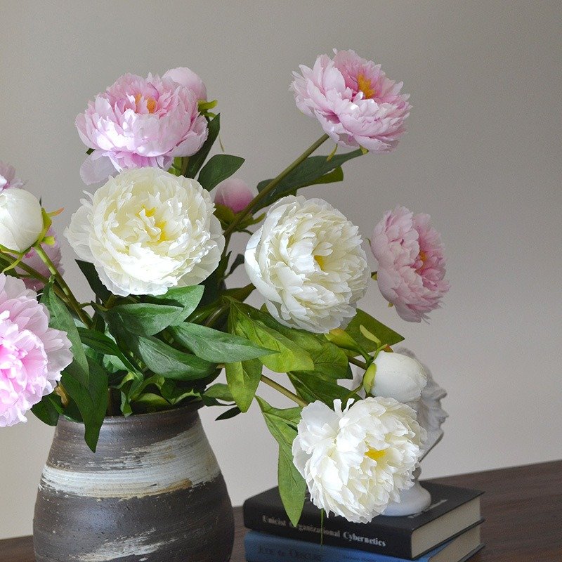3-Headed High Quality Long-Stem Artificial Peony Bouquet for Christmas Christmas Artificial Peony Flower