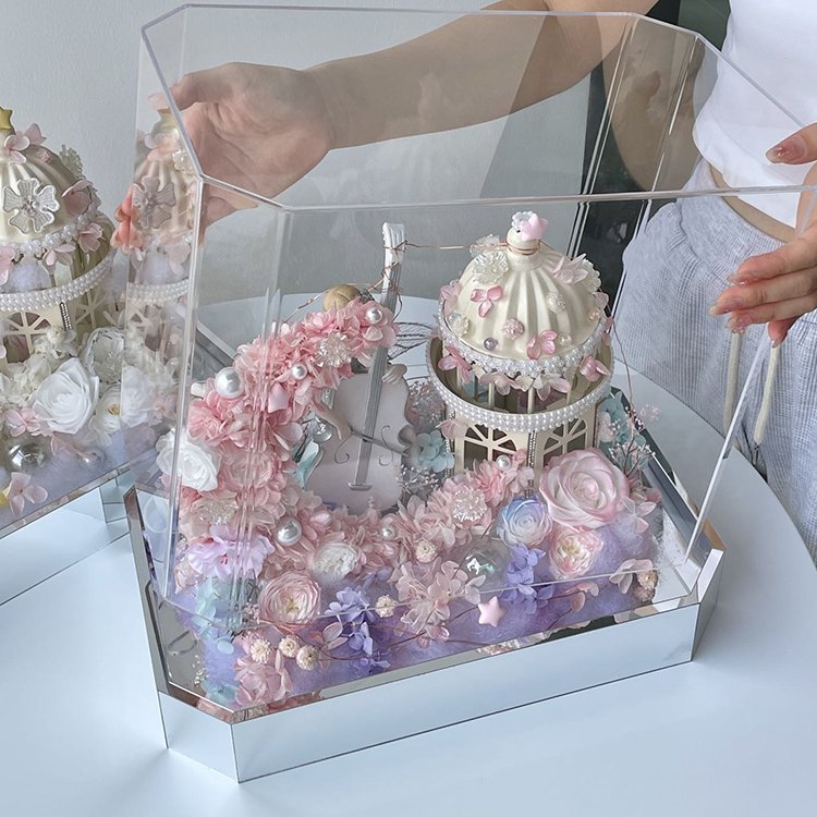Hot Valentine's Day I Love You Gift Box Moonlight Castle Style Preserved Rose Flower in Gift Boxes Eternal Heart
