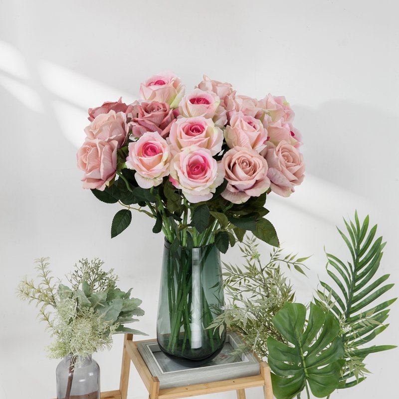 MW03332 Aritificial Velvet Rose with Stem Silk Flowers Long Stem for Home Wedding Decoration Party Valentine's Day