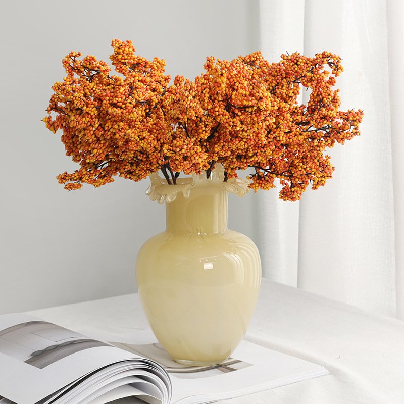 Modern minimalist decoration single branch purple SMALL HOLLY FRUIT Artificial Flowers For Home Decoration