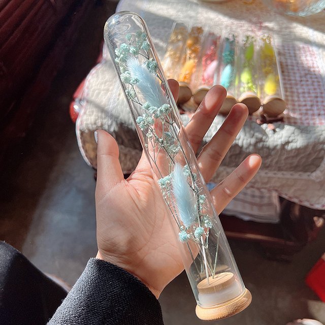 Wholesale Forever Roses Preserved Real Dried Natural Herbs Flowers in Mini Glass Dome Bottle for Christmas Occasions