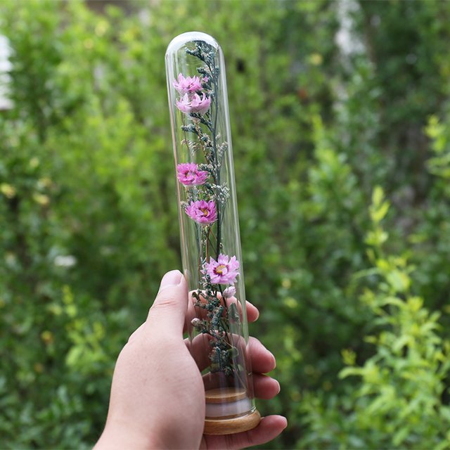 Wholesale Forever Roses Preserved Real Dried Natural Herbs Flowers in Mini Glass Dome Bottle for Christmas Occasions