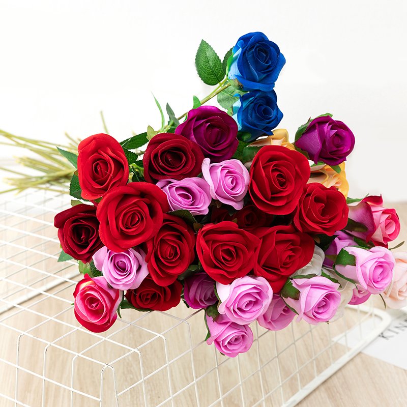 E191 Hot Sells single stem silk White Rose Flower Artificial flower for Party Wedding Decorative Flowers Wreaths
