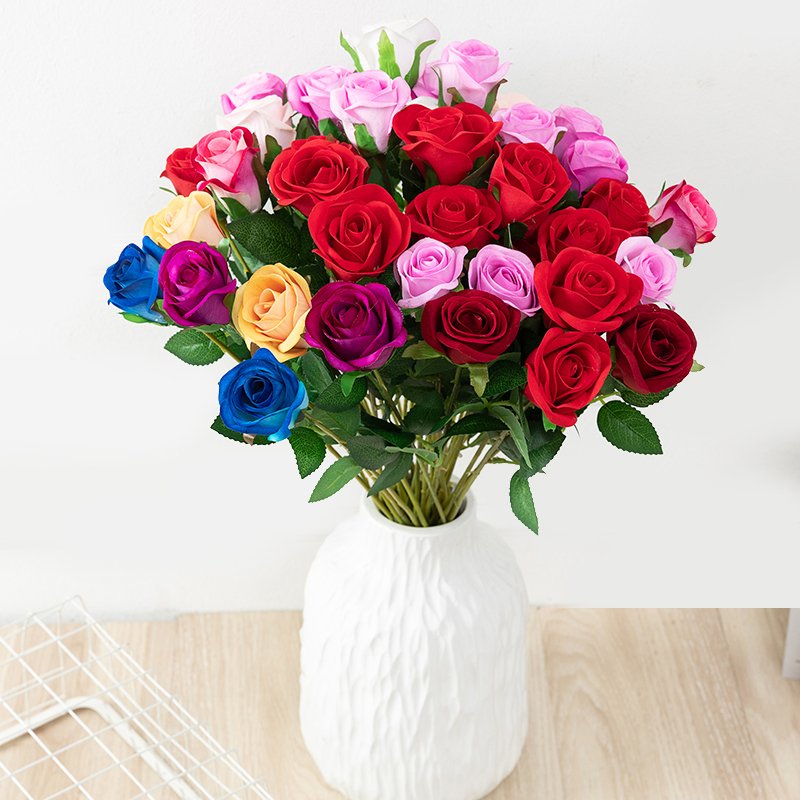 E191 Hot Sells single stem silk White Rose Flower Artificial flower for Party Wedding Decorative Flowers Wreaths