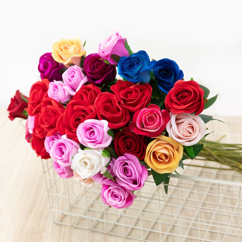 E191 Hot Sells single stem silk White Rose Flower Artificial flower for Party Wedding Decorative Flowers Wreaths