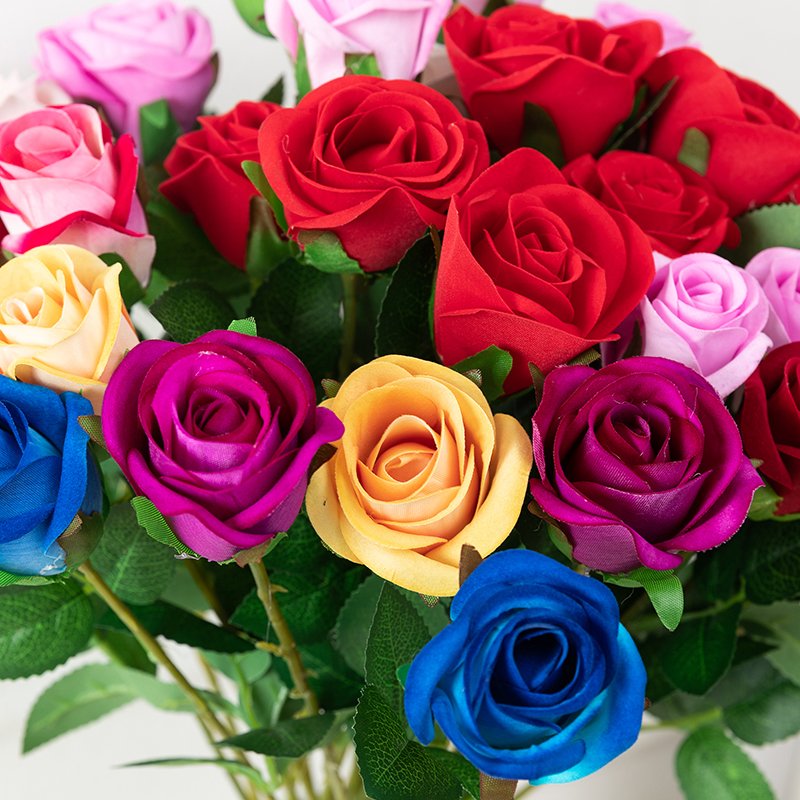 E191 Hot Sells single stem silk White Rose Flower Artificial flower for Party Wedding Decorative Flowers Wreaths