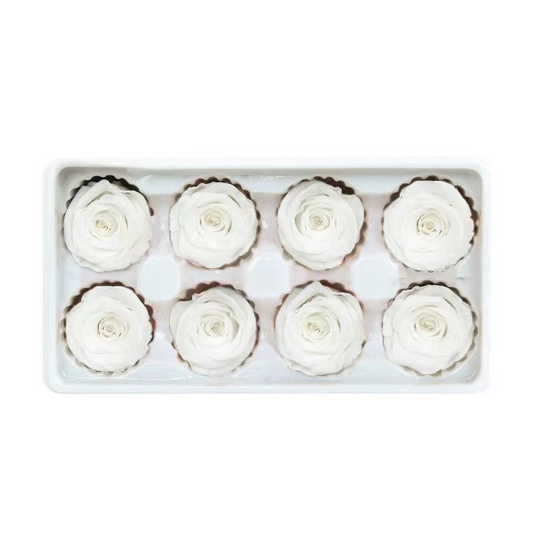 Floral arrangements White roses wedding table decorations forever rose preserved rose flower head box for decoration