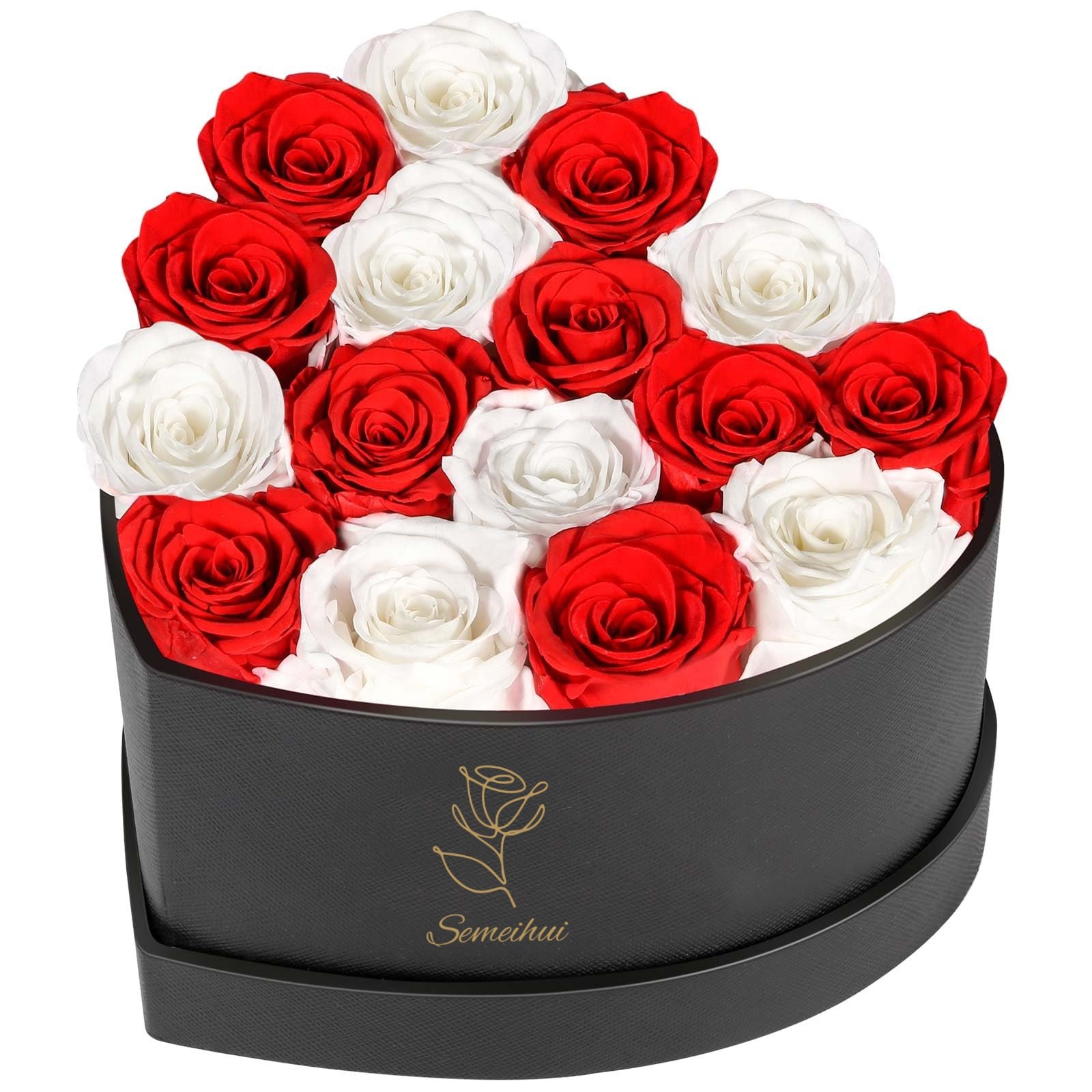 27pcs Red Preserved Roses Decorations Plastic Heart Box Christmas Valentine's Day New Year Mother's Day Wedding-Christmas New