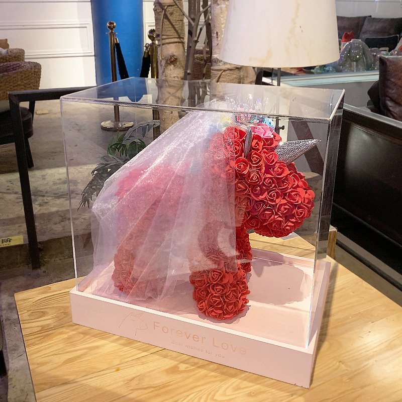 New Product Ideas 2024 30cm 40cm Unicorns Made From Roses With Rose Valentine Day Gift Preserved Flower Rose Unicorn