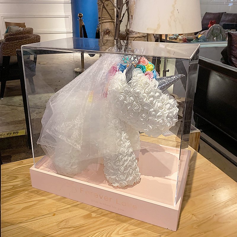 New Product Ideas 2024 30cm 40cm Unicorns Made From Roses With Rose Valentine Day Gift Preserved Flower Rose Unicorn