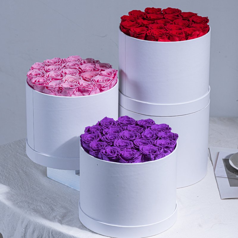 Round Stabilized Eternal Roses Flowers Gift Box Luxury Preserved Flowers and Plants Preserved Rose Mother's Day 1 Box