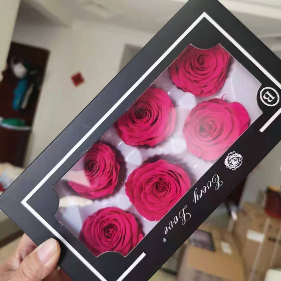 Grade B 5-6cm 6 pieces/box 40 Colors red Eternal Forever Flowers Rose Head Buds Preserved Roses for Decoration