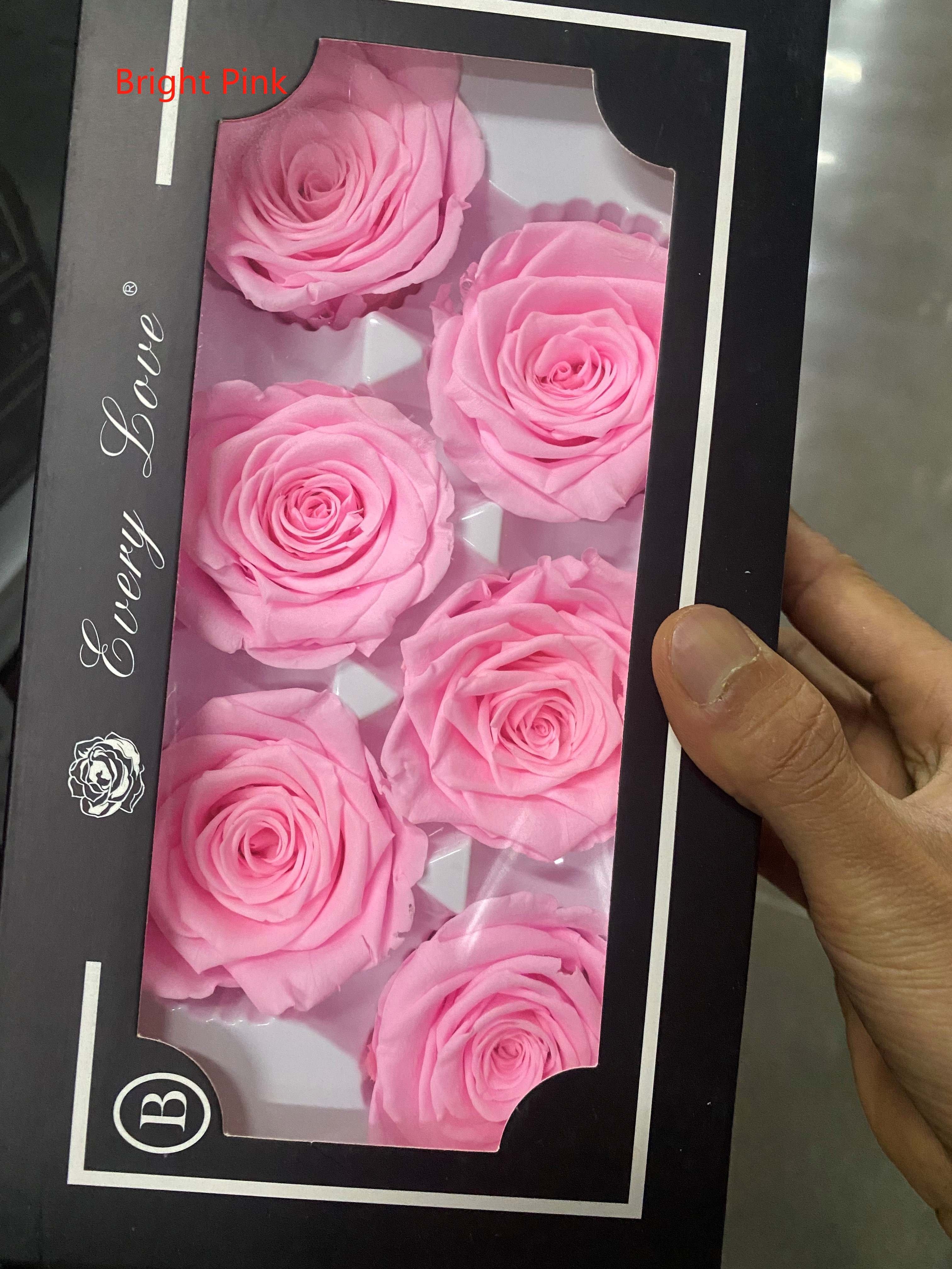 Grade B 5-6cm 6 pieces/box 40 Colors red Eternal Forever Flowers Rose Head Buds Preserved Roses for Decoration