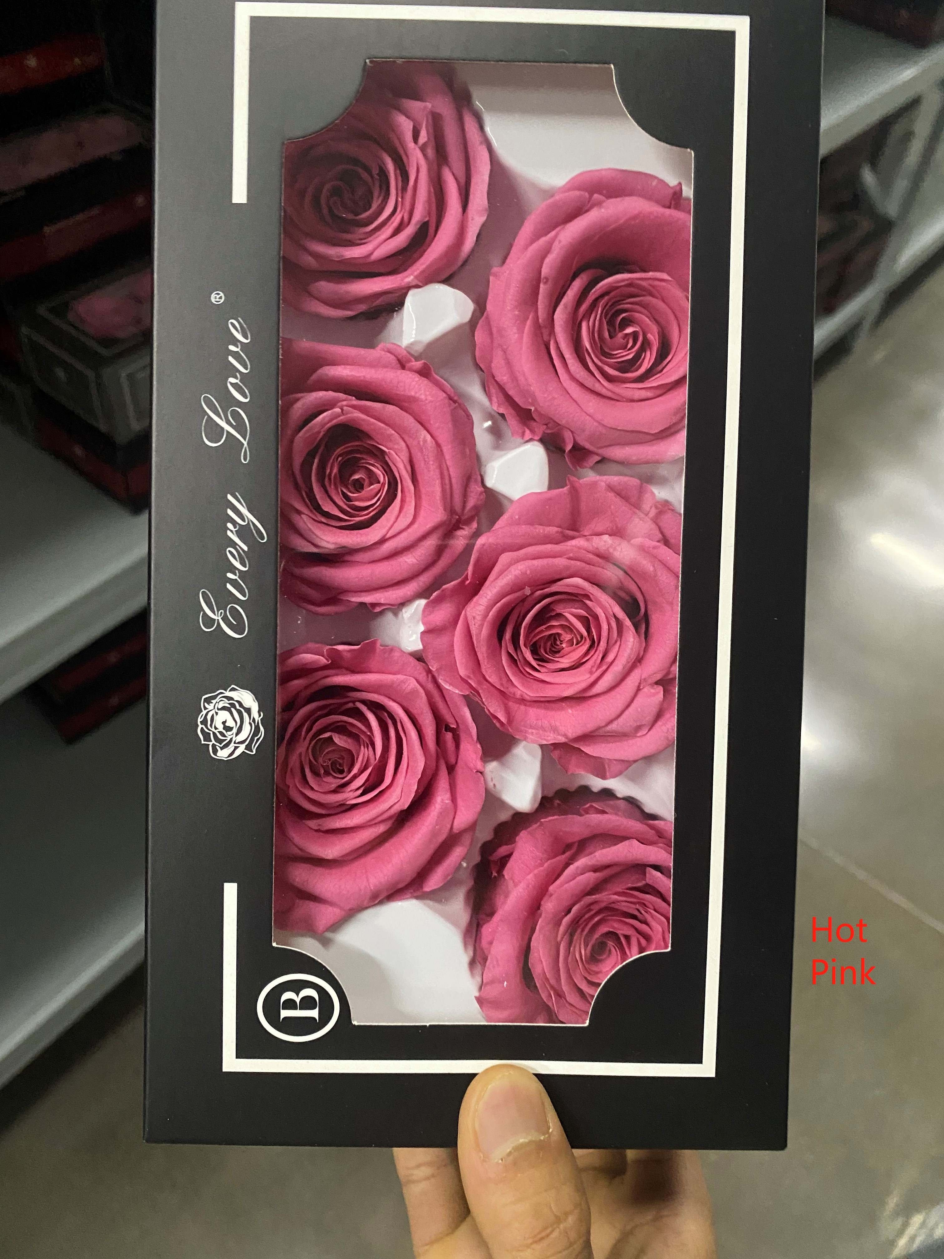 Grade B 5-6cm 6 pieces/box 40 Colors red Eternal Forever Flowers Rose Head Buds Preserved Roses for Decoration