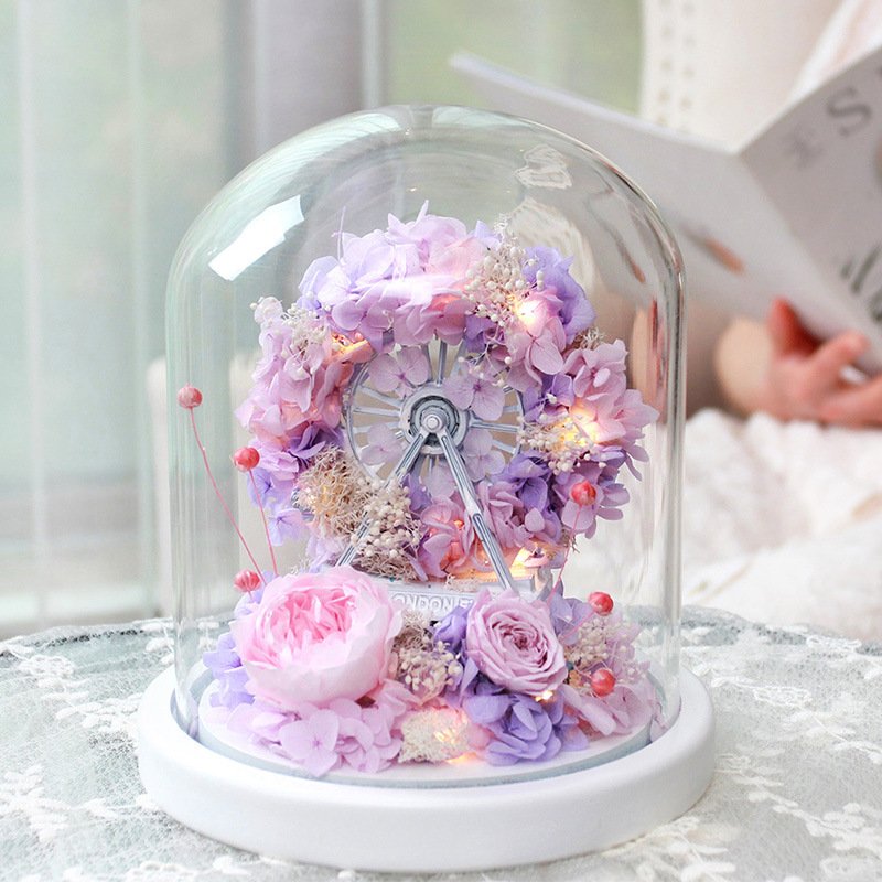 New product ideas preserved flower eternal rose in glass dome mini ferris wheel Valentine's Day Christmas gifts 2023