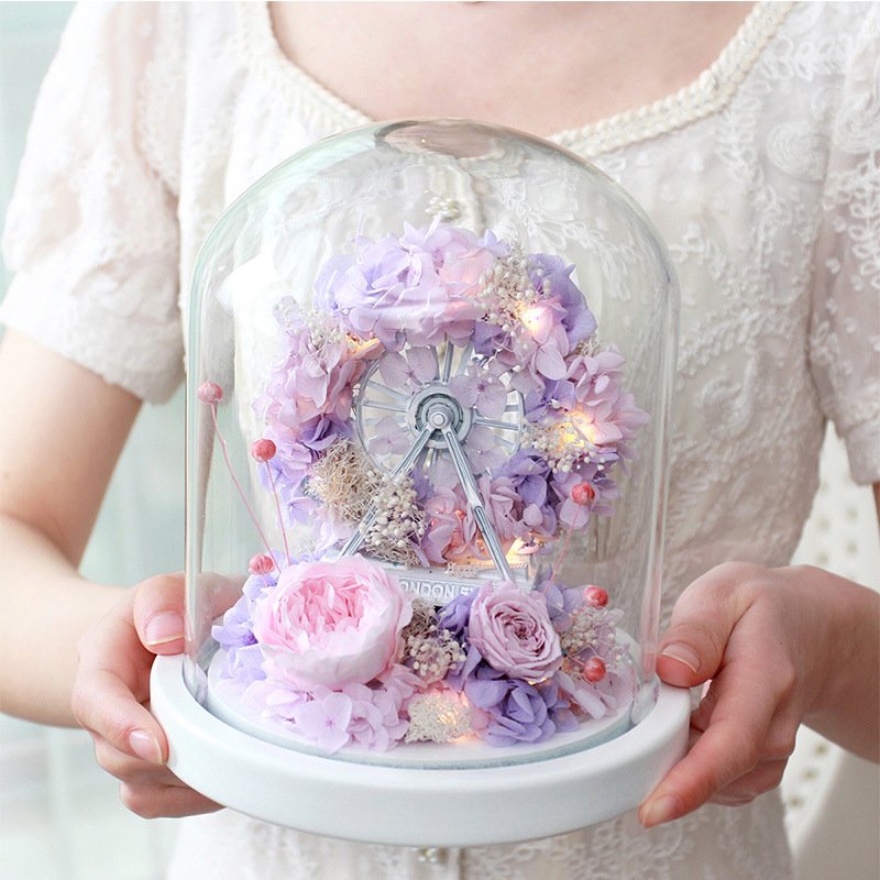 New product ideas preserved flower eternal rose in glass dome mini ferris wheel Valentine's Day Christmas gifts 2023