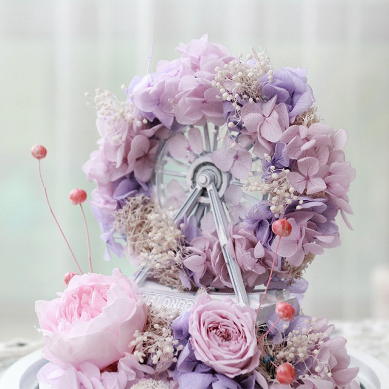 New product ideas preserved flower eternal rose in glass dome mini ferris wheel Valentine's Day Christmas gifts 2023