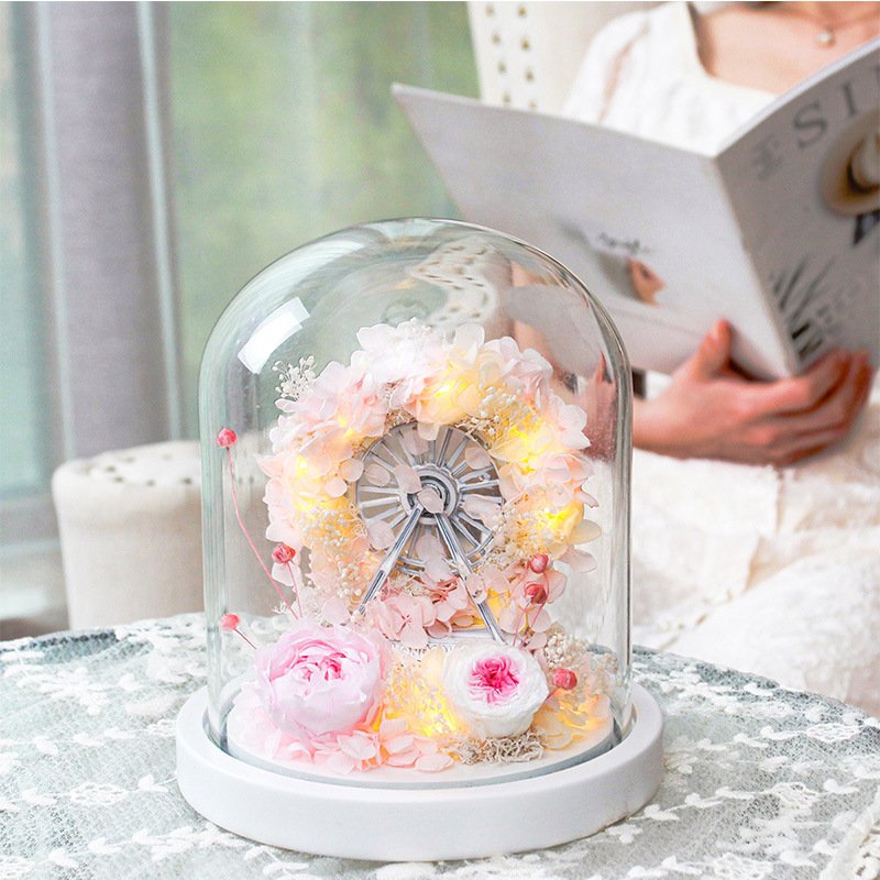 New product ideas preserved flower eternal rose in glass dome mini ferris wheel Valentine's Day Christmas gifts 2023