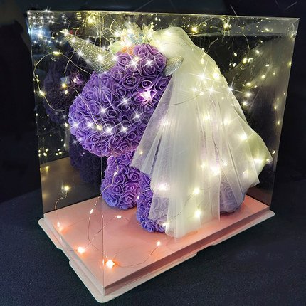 YX Exquisite Immortal Rose Unicorn Gift Box New Release for Birthday Tanabata Valentine's Day Led Light Crown Veil Made of Foam