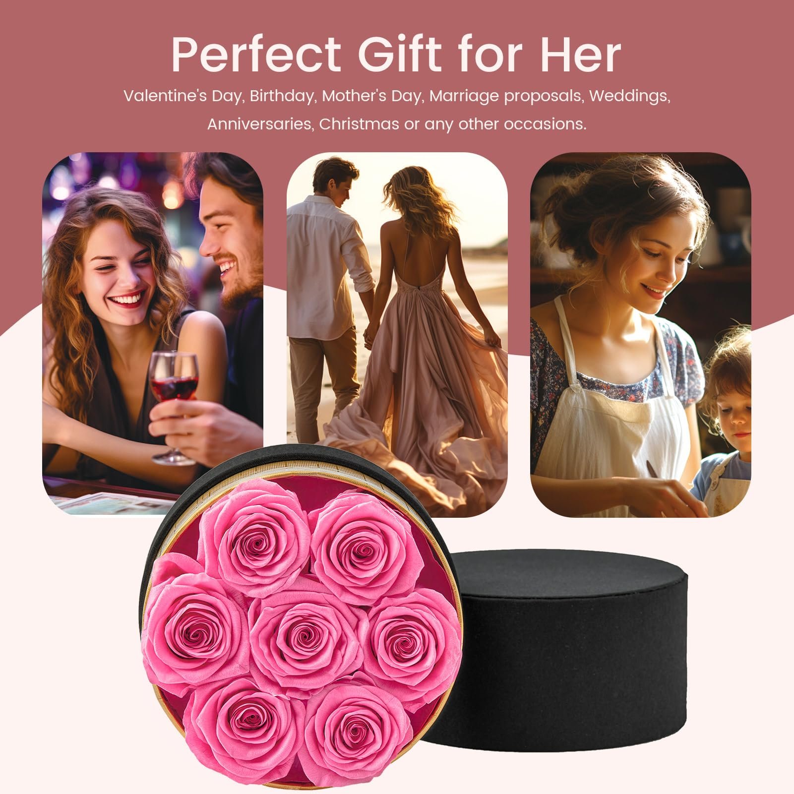 Factory Wholesale Natural Eternal Forever Rose Sweet Pink Immortal Preserved Roses Natural Rose Flower Decoration