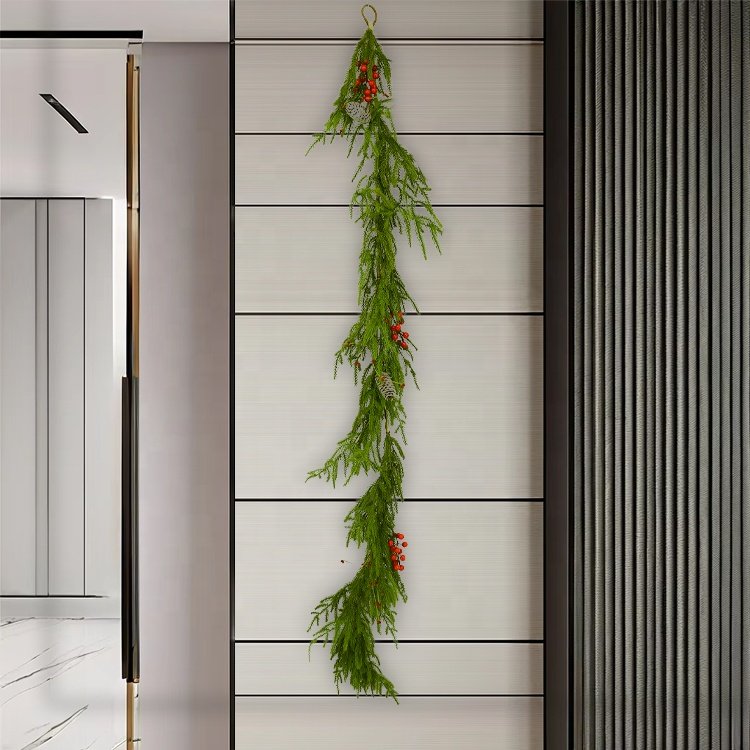 Manufacturer's Direct Sales Christmas Decorations Hoop Pine Red Fruit Long Vine 183CM Preserved Flowers Plants Arrangement