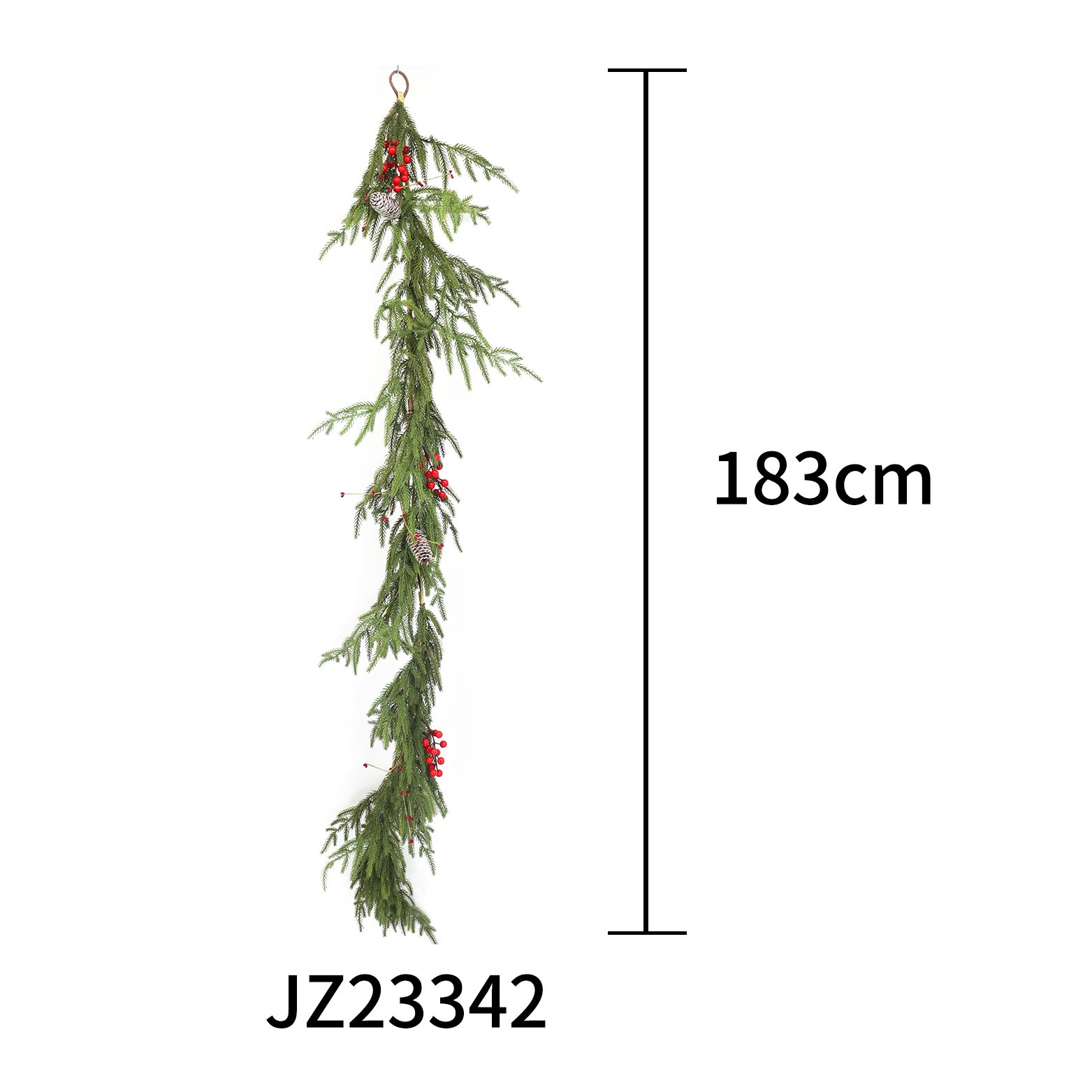 Manufacturer's Direct Sales Christmas Decorations Hoop Pine Red Fruit Long Vine 183CM Preserved Flowers Plants Arrangement