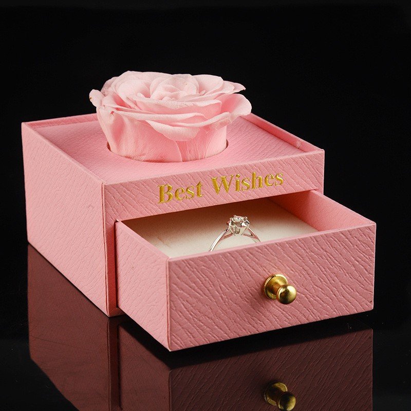 Preserved Flowers Jewelry Box Eternal Rose in Acrylic Box Preserved Forever Roses Gift Box Anniversary Valentine's Day Gifts
