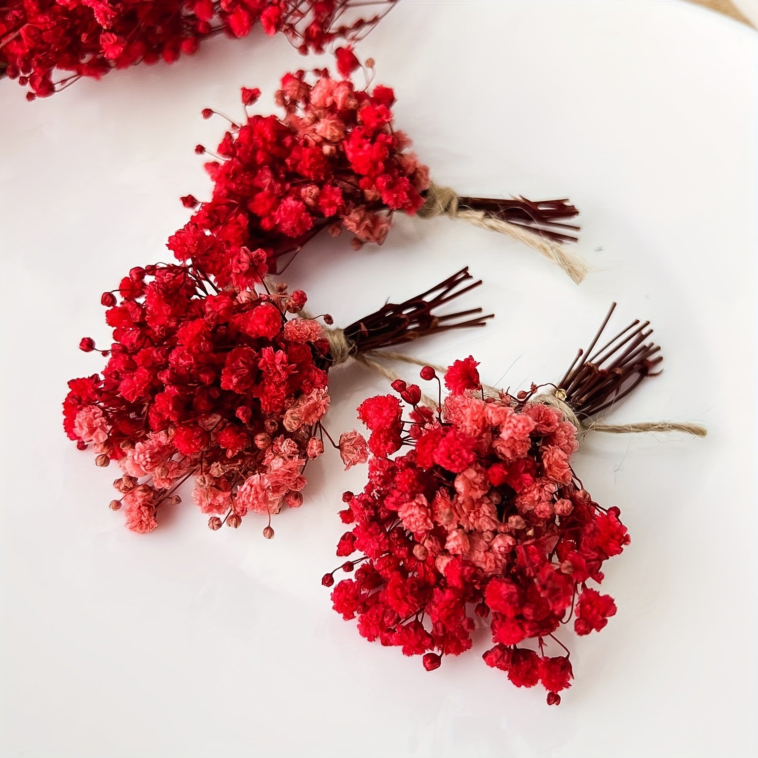 Small Bundles of Dried Red Gypsophila Mini Flowers for Wedding Invitations, Scrapbooking, Candle Making