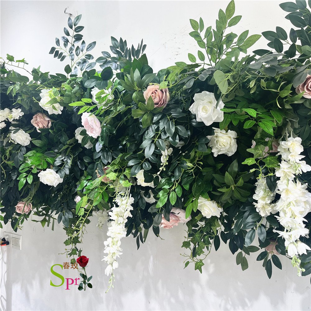 SPR Bridal Bouquet Green plant Decorative Backdrop Ceiling Panel Colorful Artificial Faux Flower Wall for Event Decoration