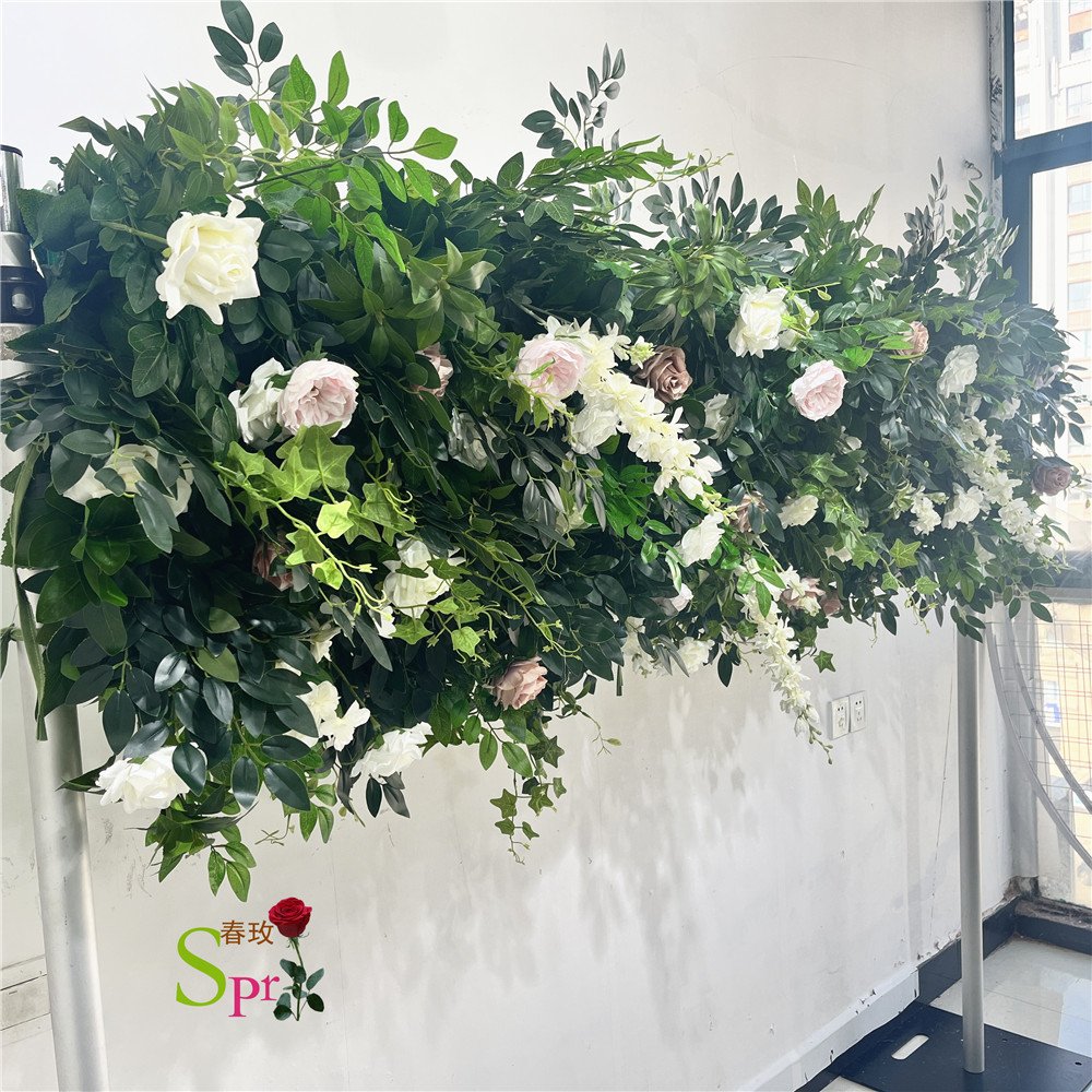SPR Bridal Bouquet Green plant Decorative Backdrop Ceiling Panel Colorful Artificial Faux Flower Wall for Event Decoration