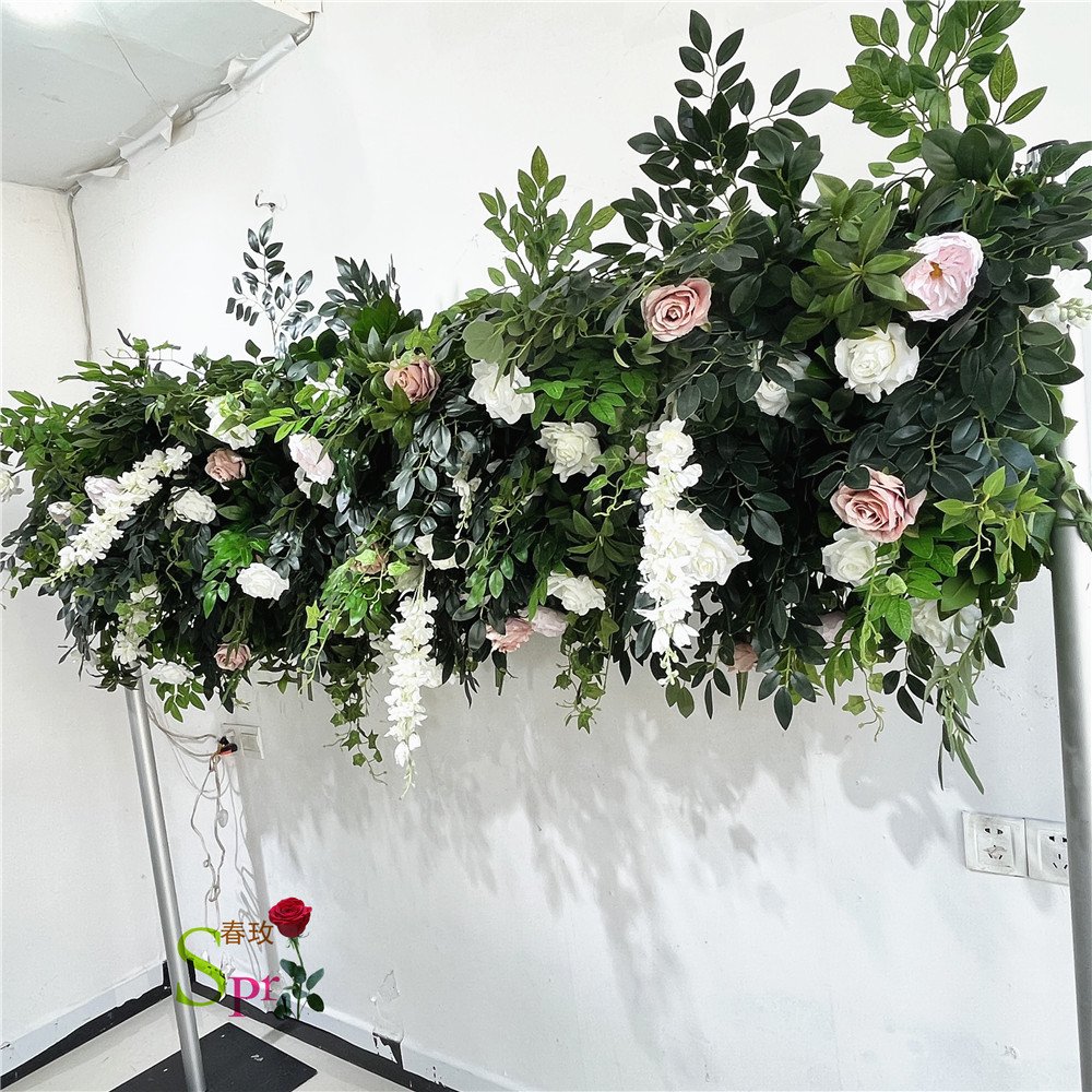 SPR Bridal Bouquet Green plant Decorative Backdrop Ceiling Panel Colorful Artificial Faux Flower Wall for Event Decoration