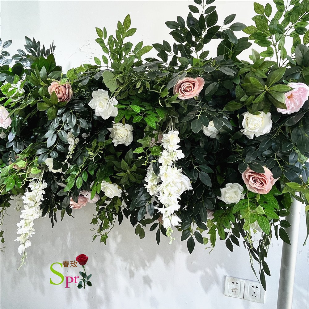 SPR Bridal Bouquet Green plant Decorative Backdrop Ceiling Panel Colorful Artificial Faux Flower Wall for Event Decoration