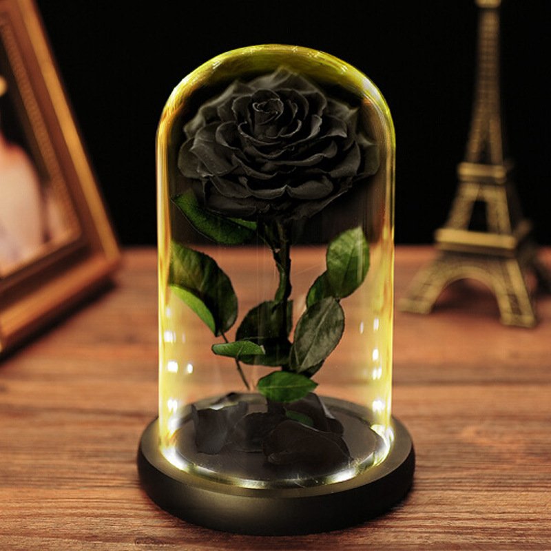 New Long Lasting Fresh Forever Real Touch Preserved Rose Dome Flower Eternal Roses In Glass Dome Valentine's Day Gif