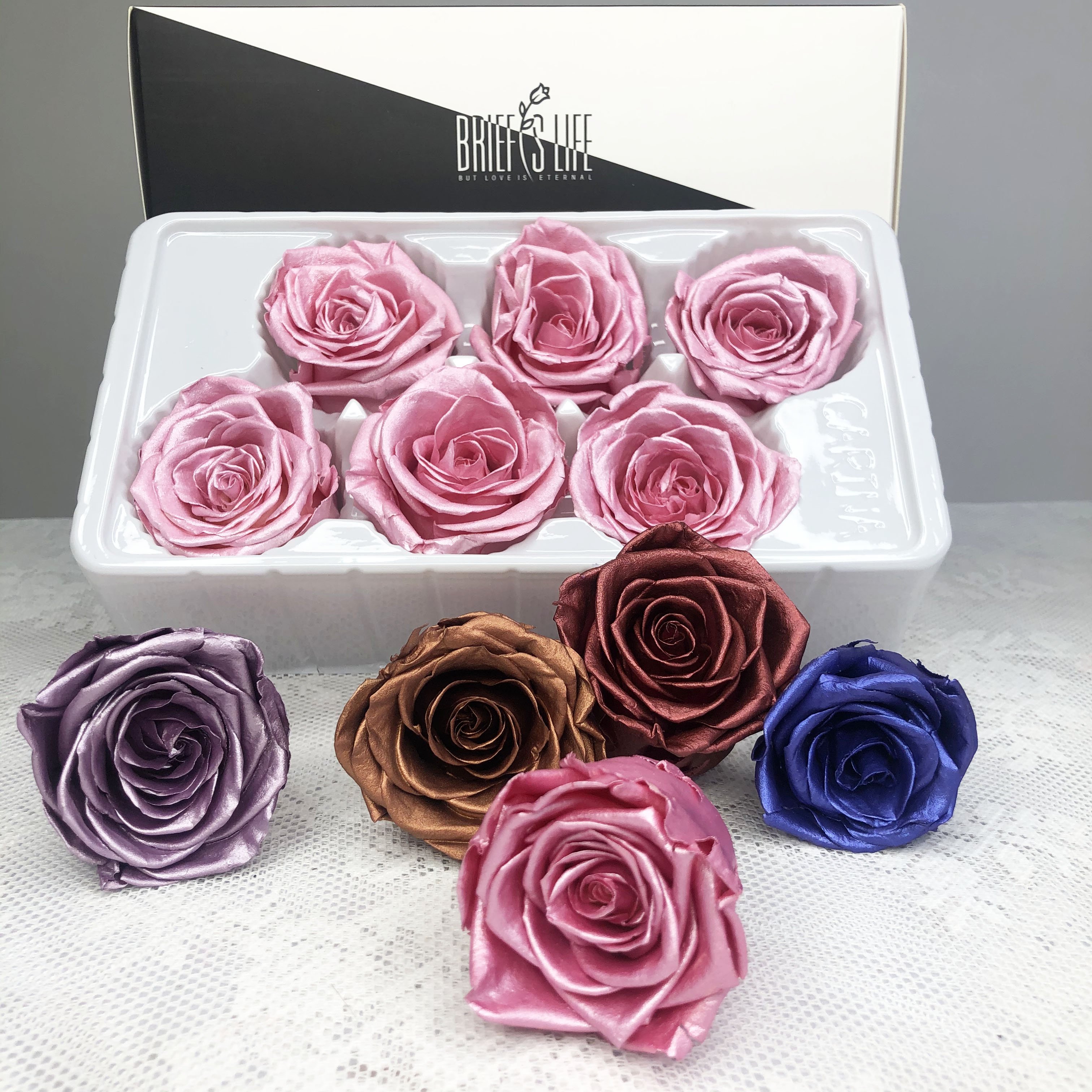New Style High Quality 4-5cm Preserved Rose Flower Head Gold Rose For Party Decorations