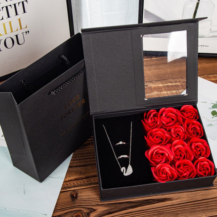 Cheap Preserved Rose Box Gifts Set Forever Long Lasting Rose Eternal Flower in Square Box for Christmas Festival