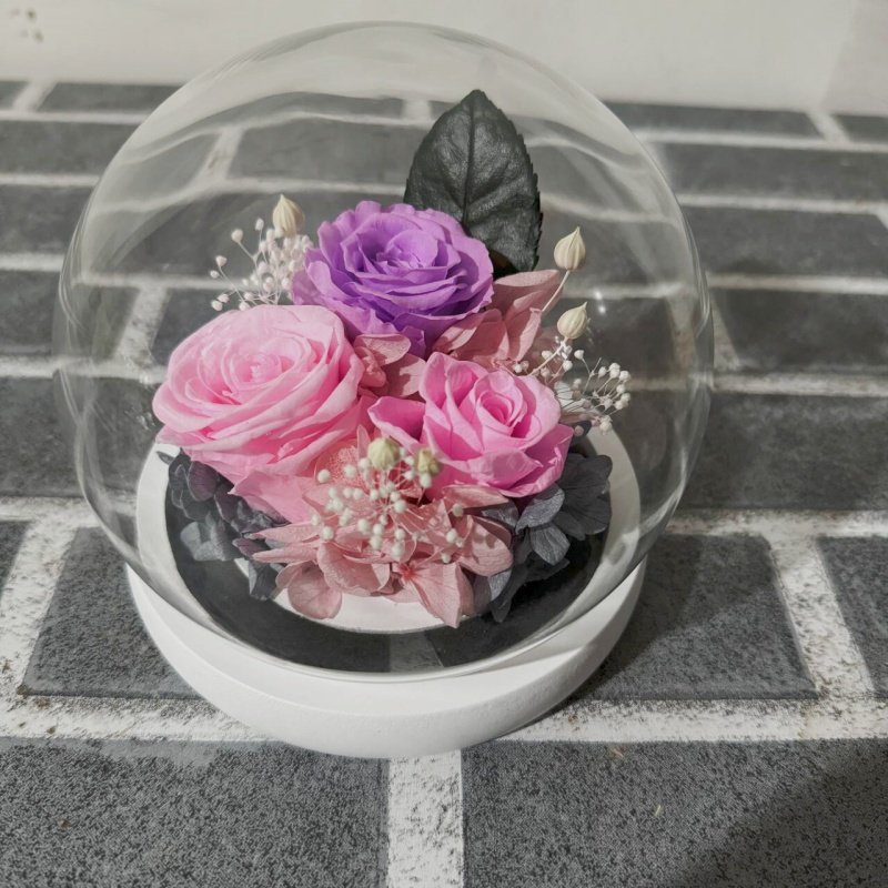 Wholesale Rose Eternal Flowers Rose Gift Boxes Decorative Preserved Flowers in Glass Dome Eternal Roses With Light