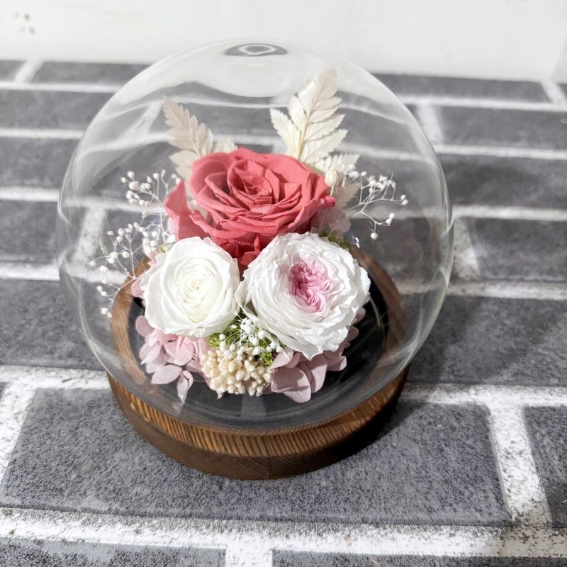Wholesale Rose Eternal Flowers Rose Gift Boxes Decorative Preserved Flowers in Glass Dome Eternal Roses With Light