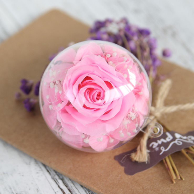 Eternal Rose In Box Present Handmade Preserved Rose Ball DIY Everlasting Flower Ball For Decoration