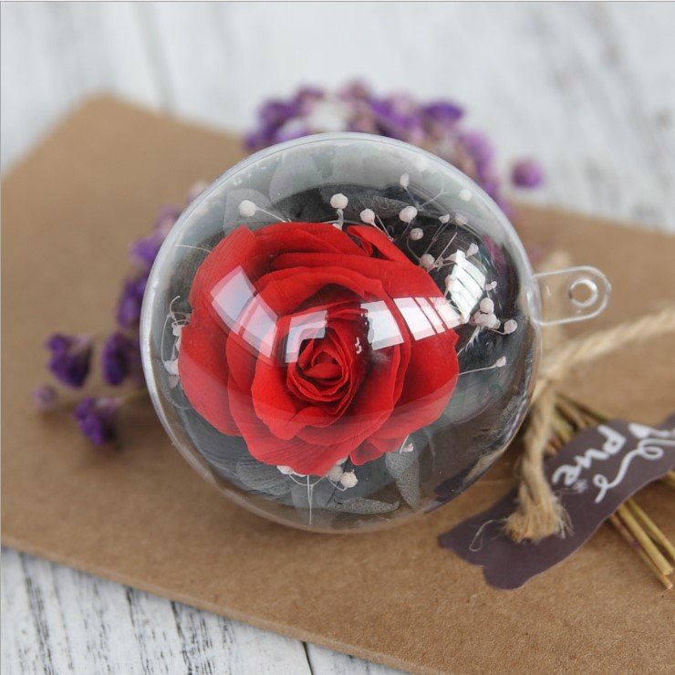 Eternal Rose In Box Present Handmade Preserved Rose Ball DIY Everlasting Flower Ball For Decoration