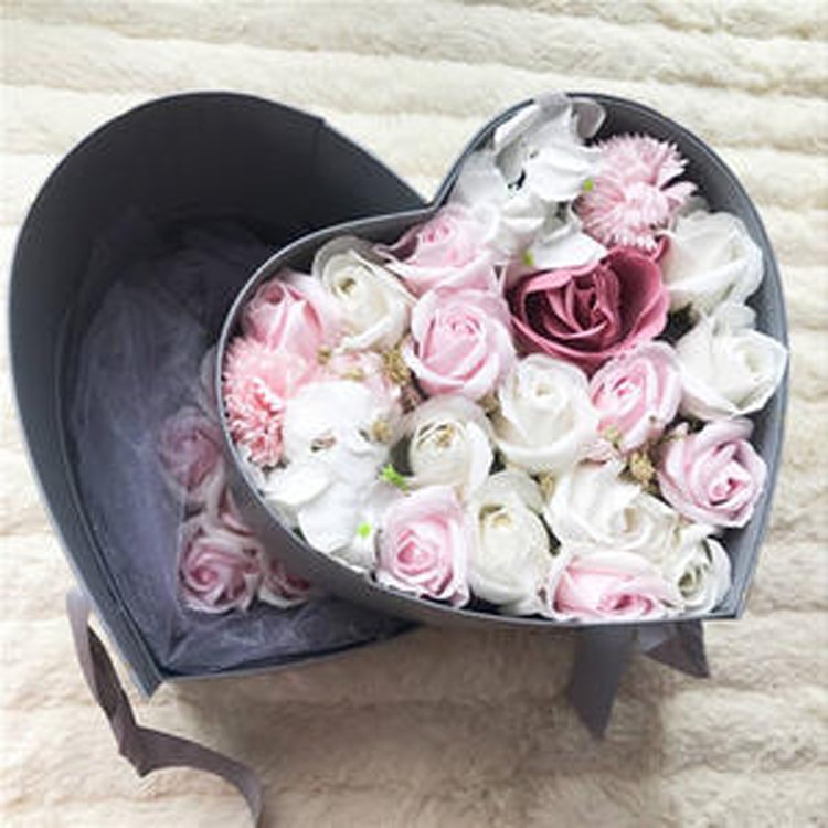 summer flora Beautiful Luxury Gift Preserved Roses flower in Heart shape Box eternal life heart shape rotating two layers box