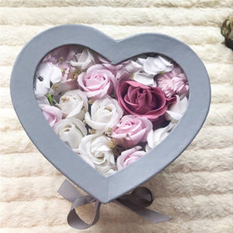 summer flora Beautiful Luxury Gift Preserved Roses flower in Heart shape Box eternal life heart shape rotating two layers box