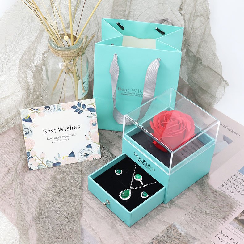 High Quality Eternal Artificial Rose Preserved Flowers With Jewelry Box Gift