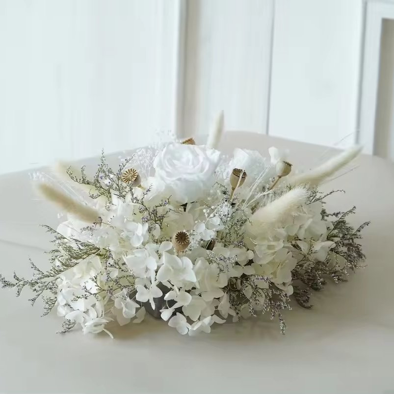 Wholesale White Preserved Flowers Roses Ball Wedding Centerpieces Table Floral Arrangements Flowers For Wedding Decoration