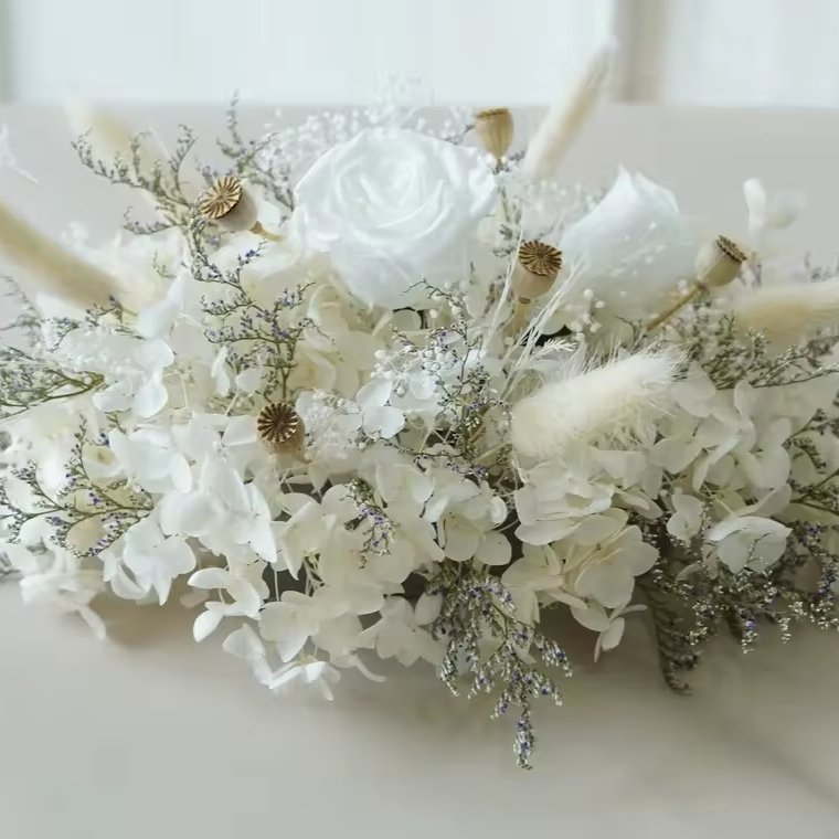 Wholesale White Preserved Flowers Roses Ball Wedding Centerpieces Table Floral Arrangements Flowers For Wedding Decoration
