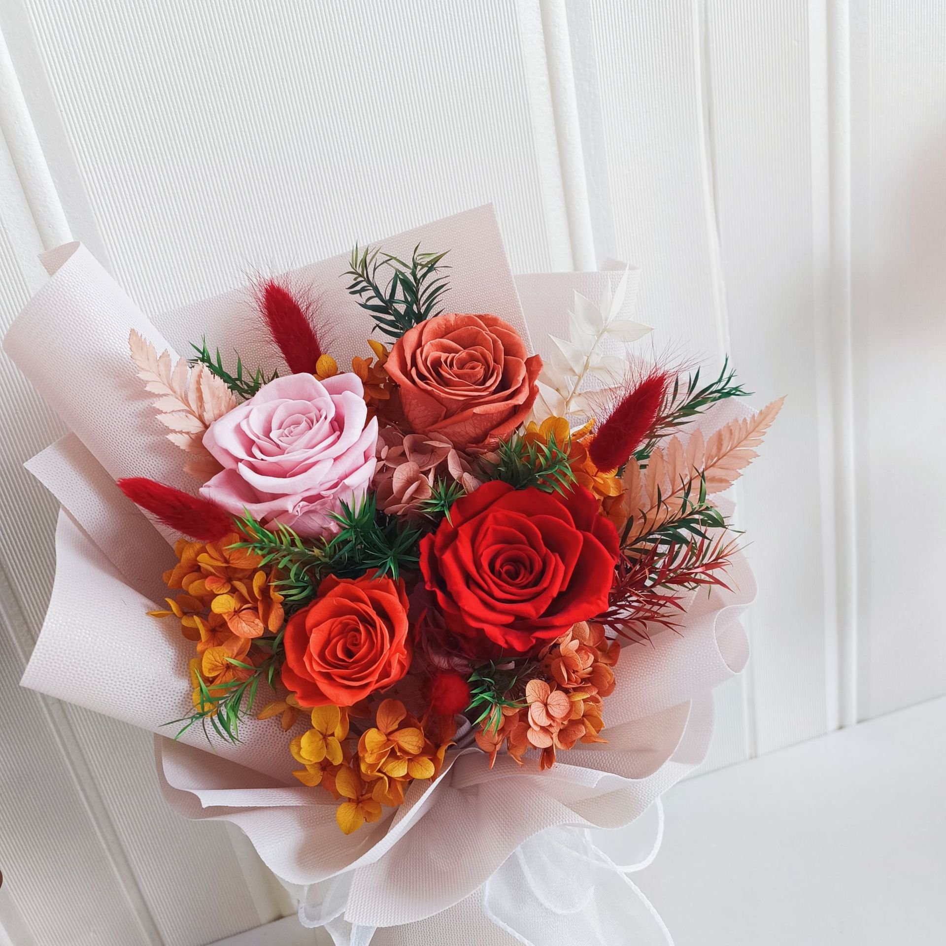 Factory Wholesale Natural Long Lasting Forever Colorful Mix Preserved Flower Forever Roses Bouquet For Mothers Day